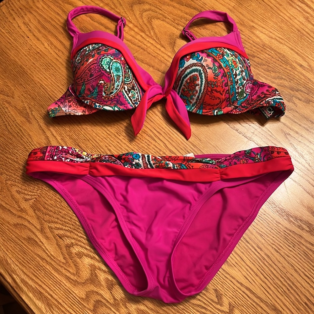 Becca fuchsia paisley bikini